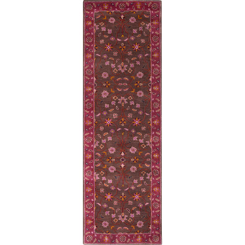 Caesar 96 X 30 inch Purple and Brown Runner, Wool