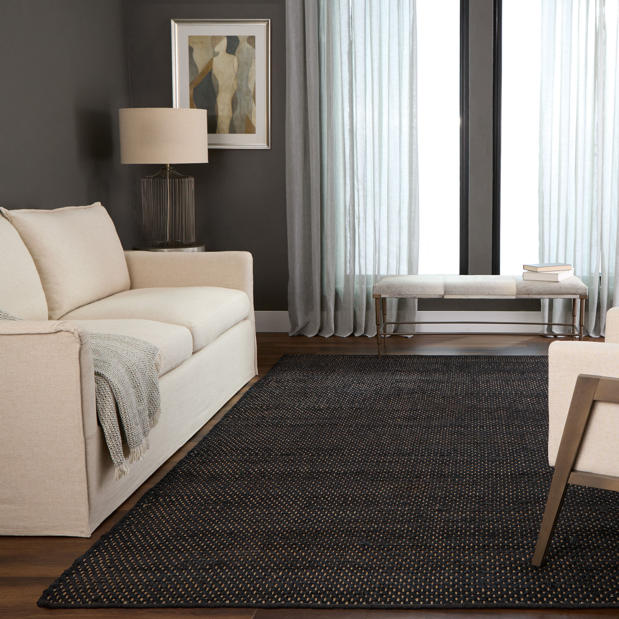 Ganges 130 X 94 inch Black Rug in 8 x 11