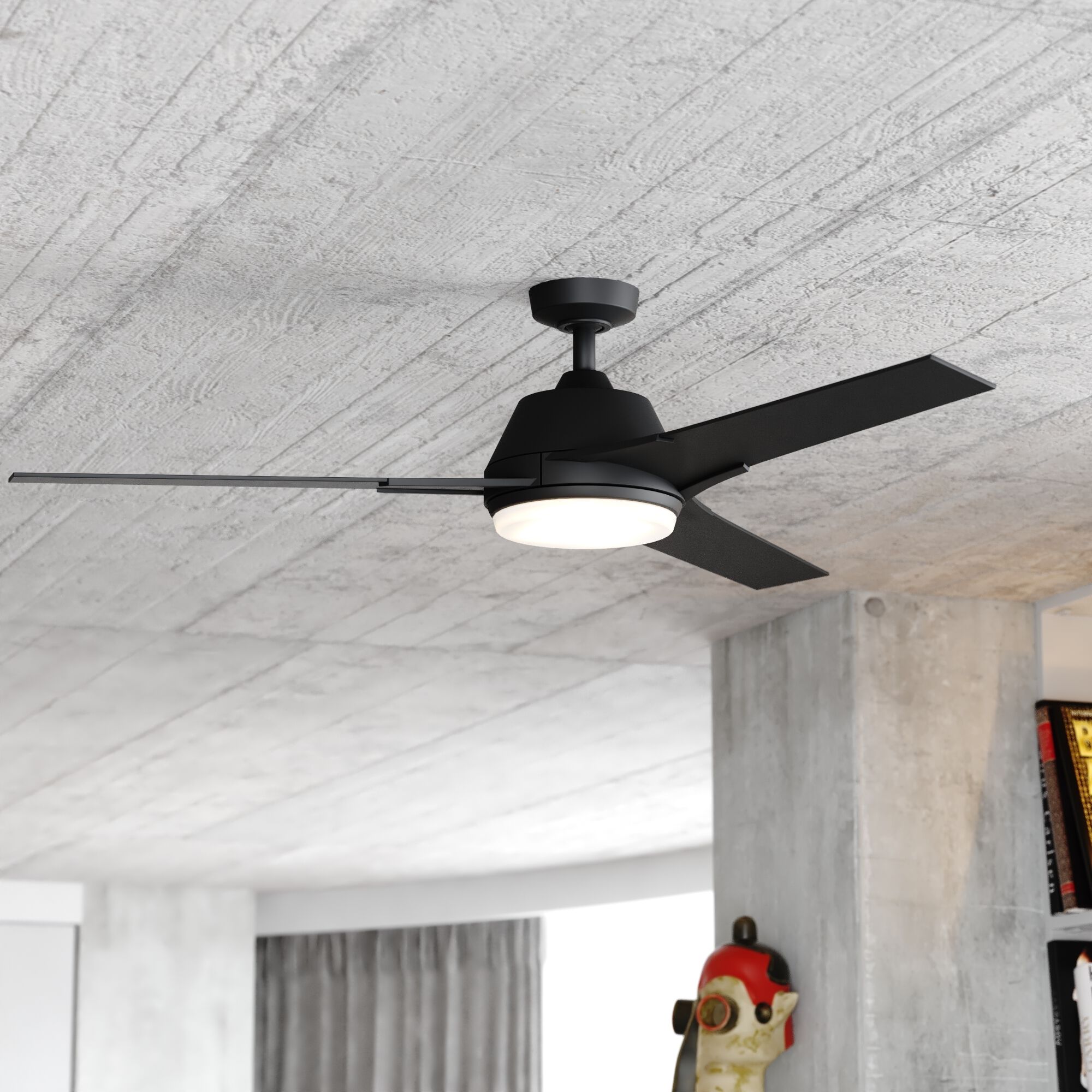 Crescent 22 inch Black with Black-Walnut Blades Ceiling Fan