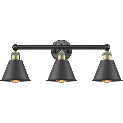 Smithfield 3 Light 24.5 inch Black Antique Brass and Matte Black Bath Vanity Light Wall Light