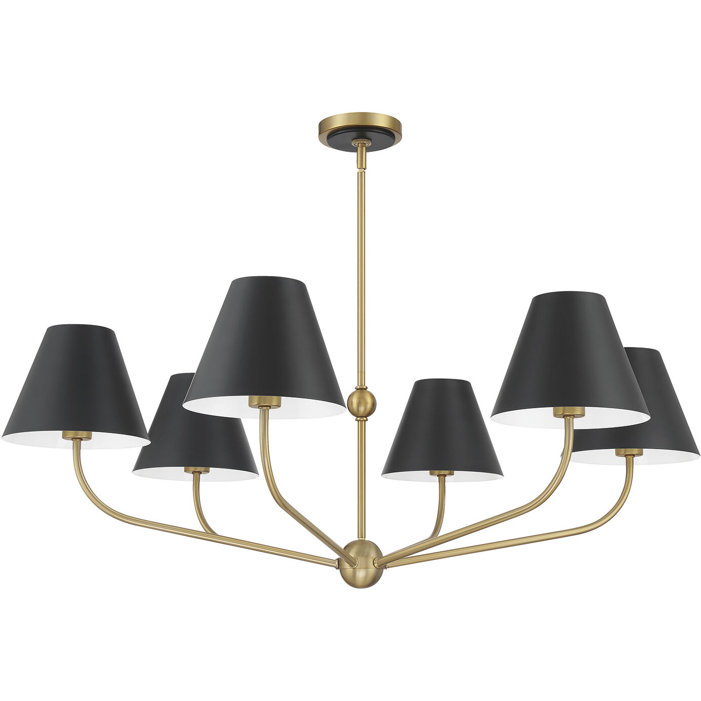 Xavier 6 Light 40 inch Vibrant Gold Chandelier Ceiling Light in Vibrant Gold and Matte Black