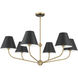 Xavier 6 Light 40 inch Vibrant Gold Chandelier Ceiling Light in Vibrant Gold and Matte Black