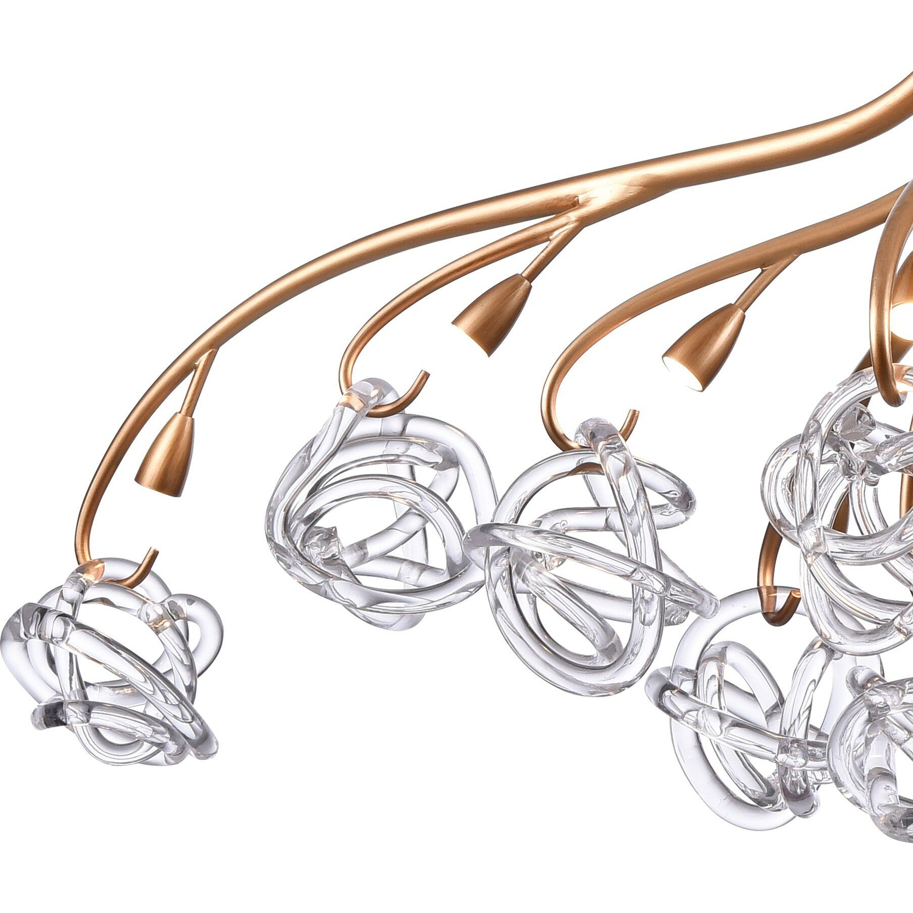 Freeform LED 57 inch Antique Gold Leaf Linear Chandelier Ceiling Light, Converts to Semi Flush