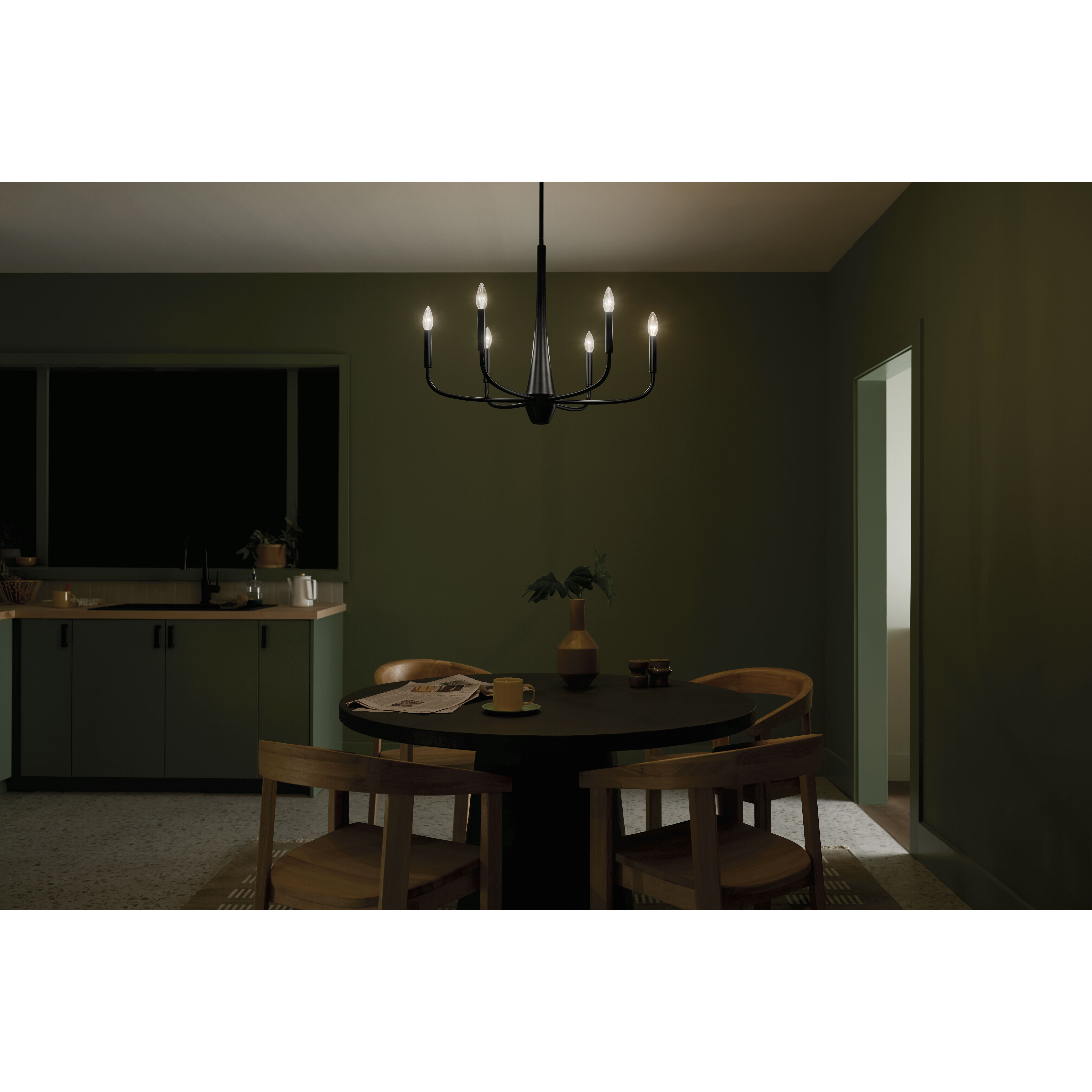 Deela LED 28 inch Black Chandelier Ceiling Light