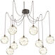Terra 9 Light 18 inch Flat Bronze Swag Multi-Pendant Ceiling Light in Amber Optic