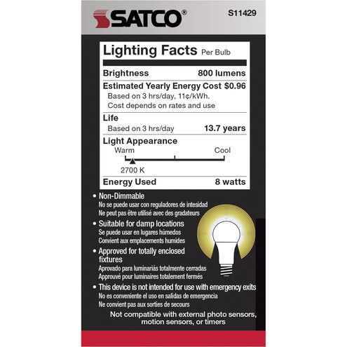 Lumos LED A19 Medium 8.00 watt 2700K Type A