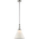 Franklin Restoration Cone LED 12 inch Polished Nickel Mini Pendant Ceiling Light in Matte White, Franklin Restoration