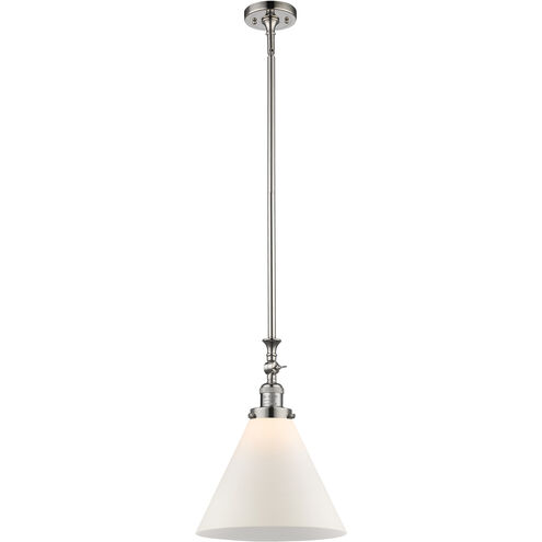 Franklin Restoration Cone LED 12 inch Polished Nickel Mini Pendant Ceiling Light in Matte White, Franklin Restoration