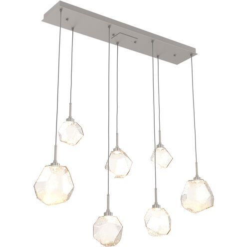 Gem LED 46.7 inch Beige Silver Linear Pendant Ceiling Light in 3000K LED, Metallic Beige Silver, Amber, Multi-Port