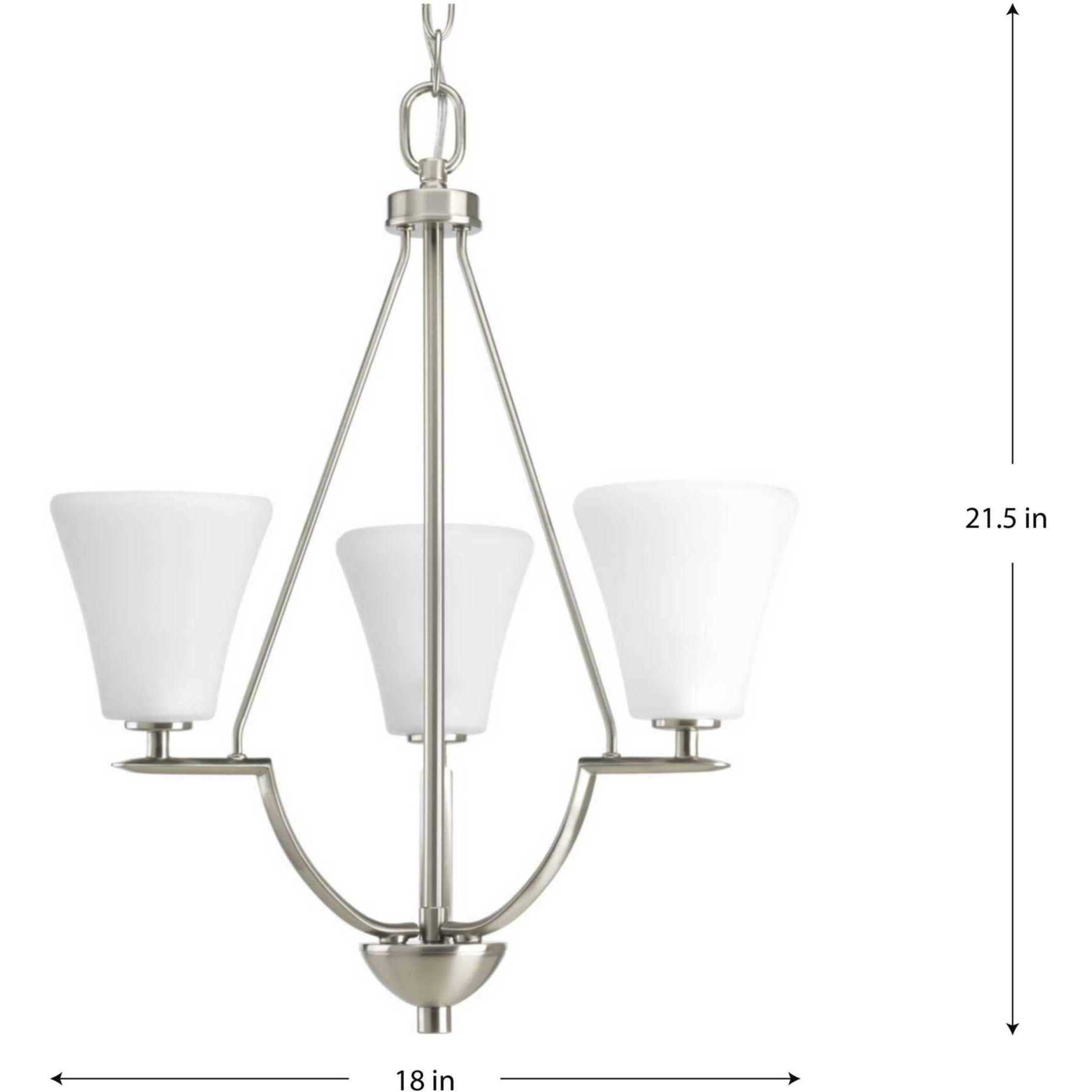 Bravo 3 Light 18 inch Brushed Nickel Foyer Chandelier Ceiling Light