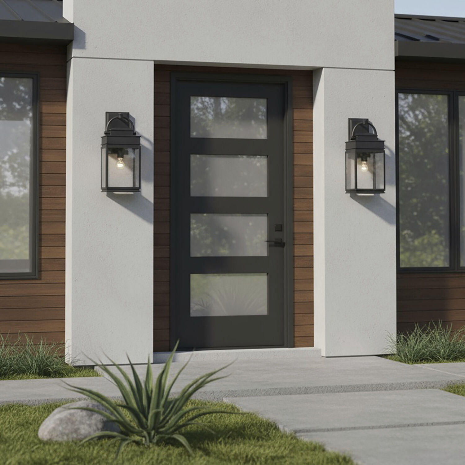 Fulton 1 Light 19.5 inch Black Outdoor Wall Light