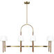 Katie 8 Light 49 inch Time Worn Brass / Saddle Leather Linear Chandelier Ceiling Light