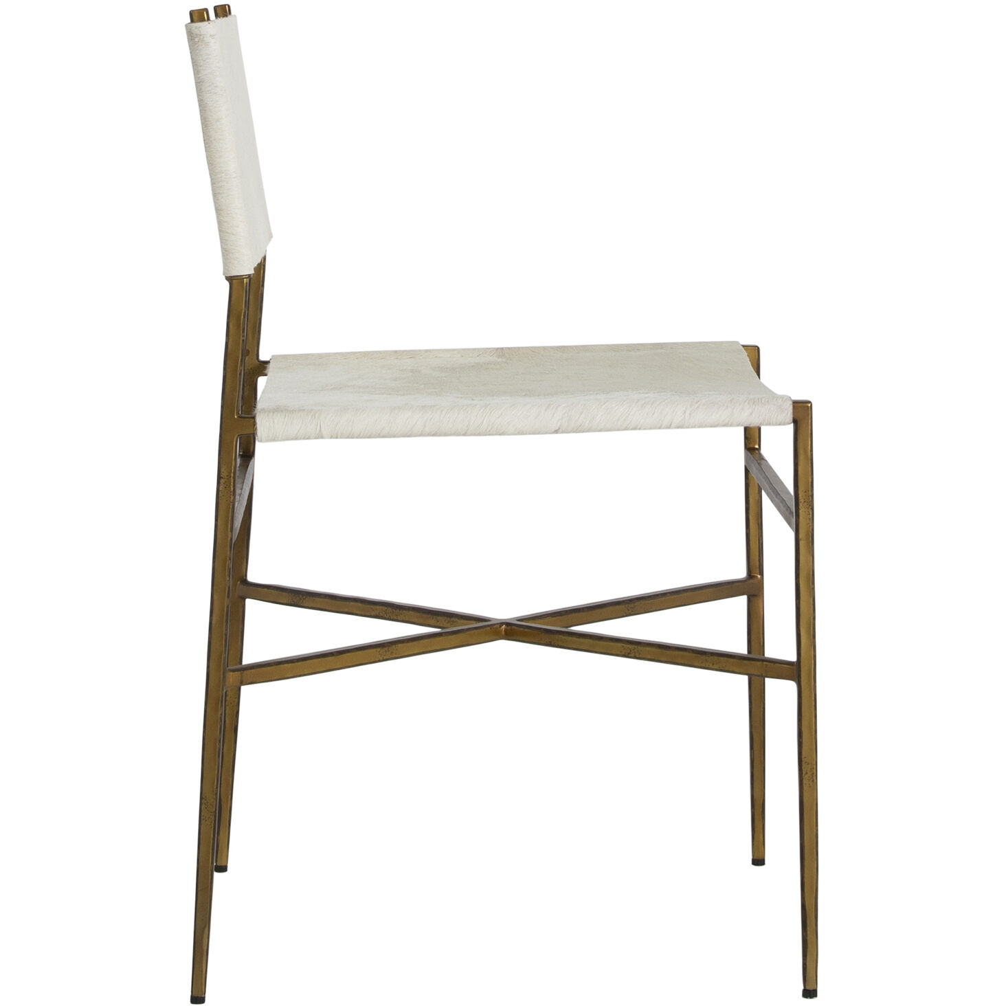 Landon Antique Aged Brass / Natural Ivory Hide Dining Chair