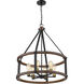 Kirkland 6 Light 25 inch Rustic Mahogany Chandelier Ceiling Light