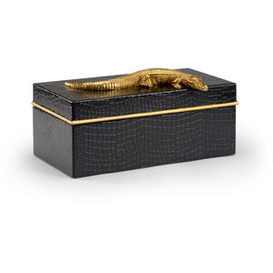 Chelsea House 16 inch Black/Leatherette/Antique Gold Decorative Box
