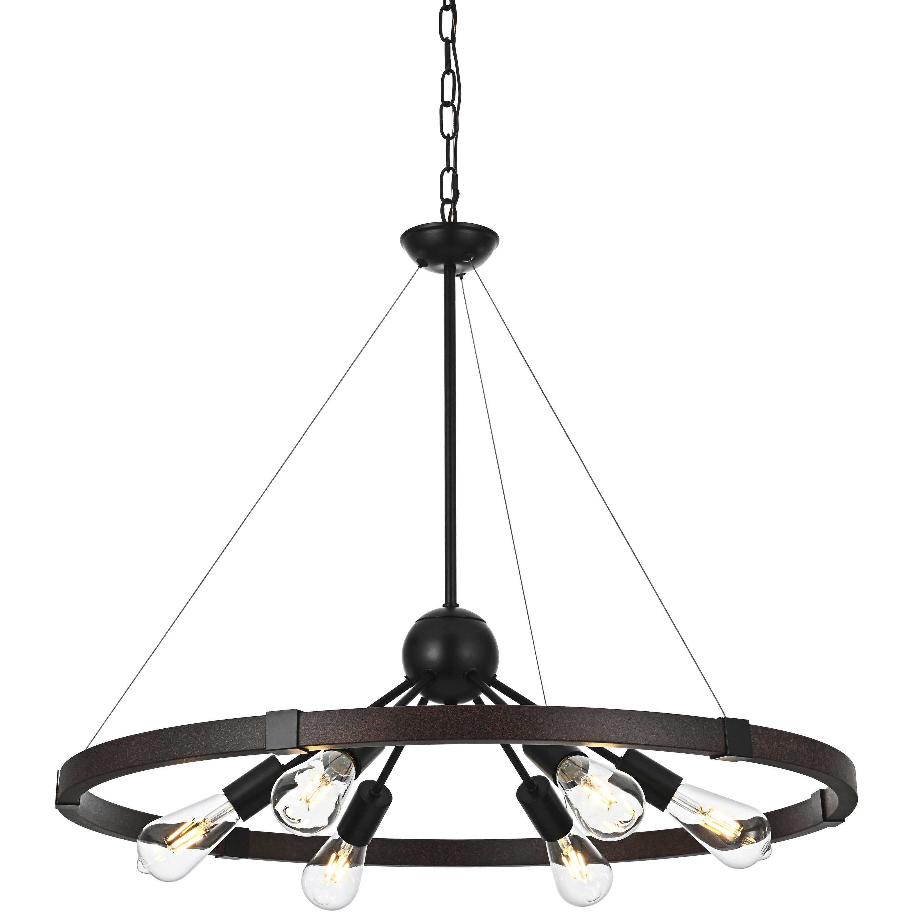 Thora 6 Light 32 inch Weathered Black and Rust Pendant Ceiling Light