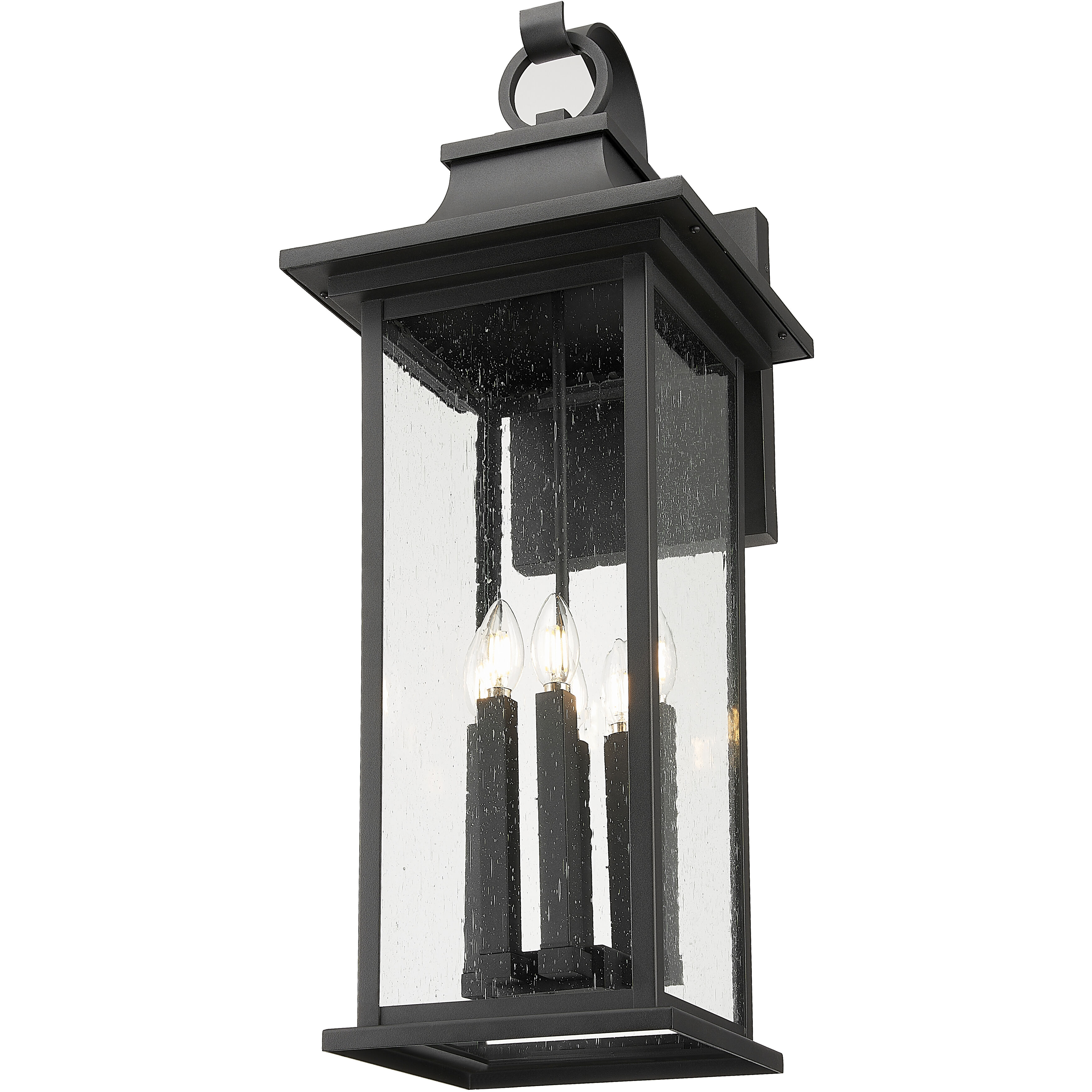 Tiberius 6 Light 34 inch Black Outdoor Wall Light in Clear Seedy Glass