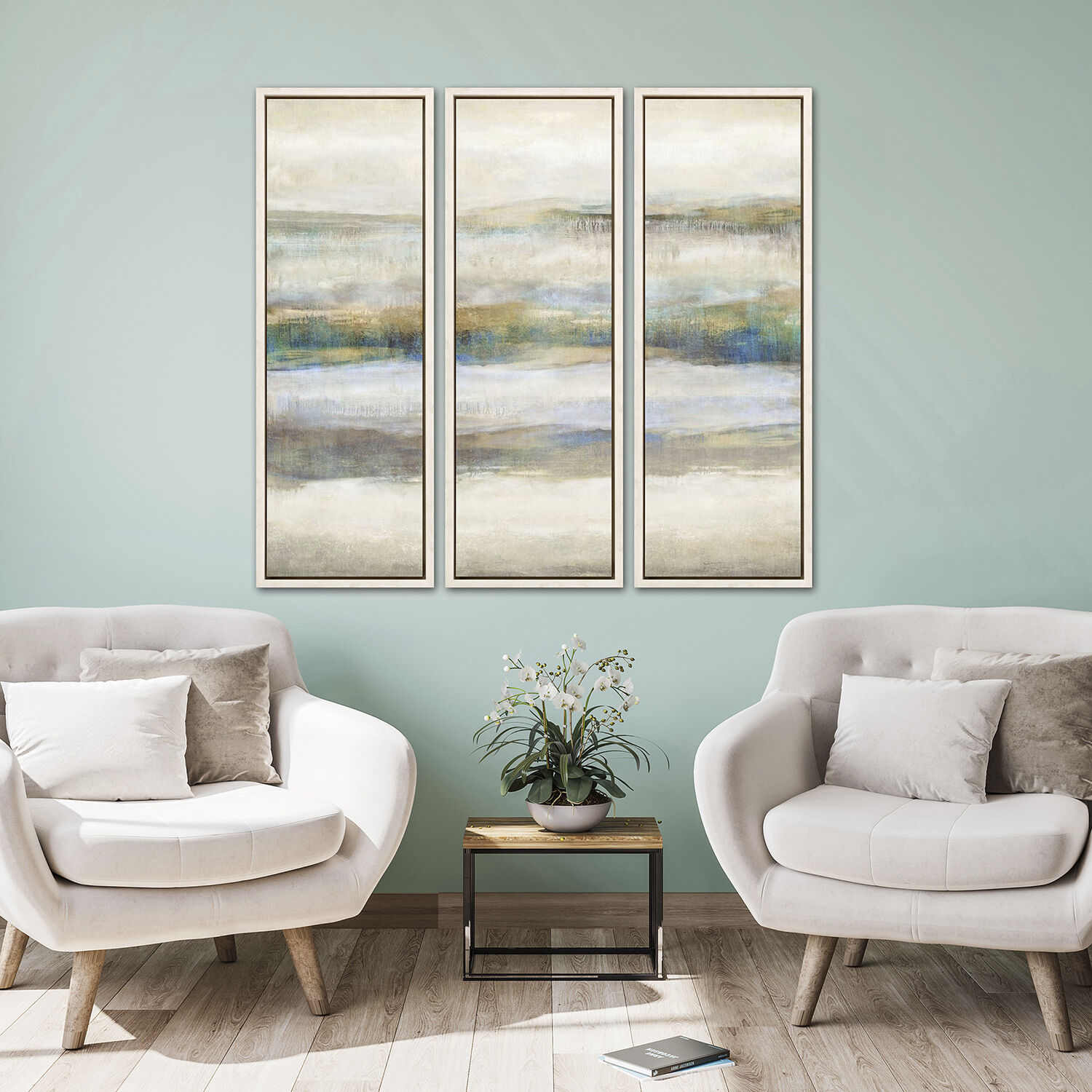 Abstract Blue and Beige and Brown and Neutral Framed Art