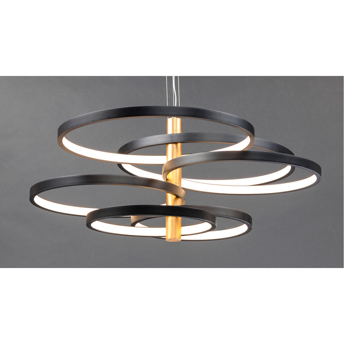 Hoopla LED 45.25 inch Black and Gold Multi-Light Pendant Ceiling Light