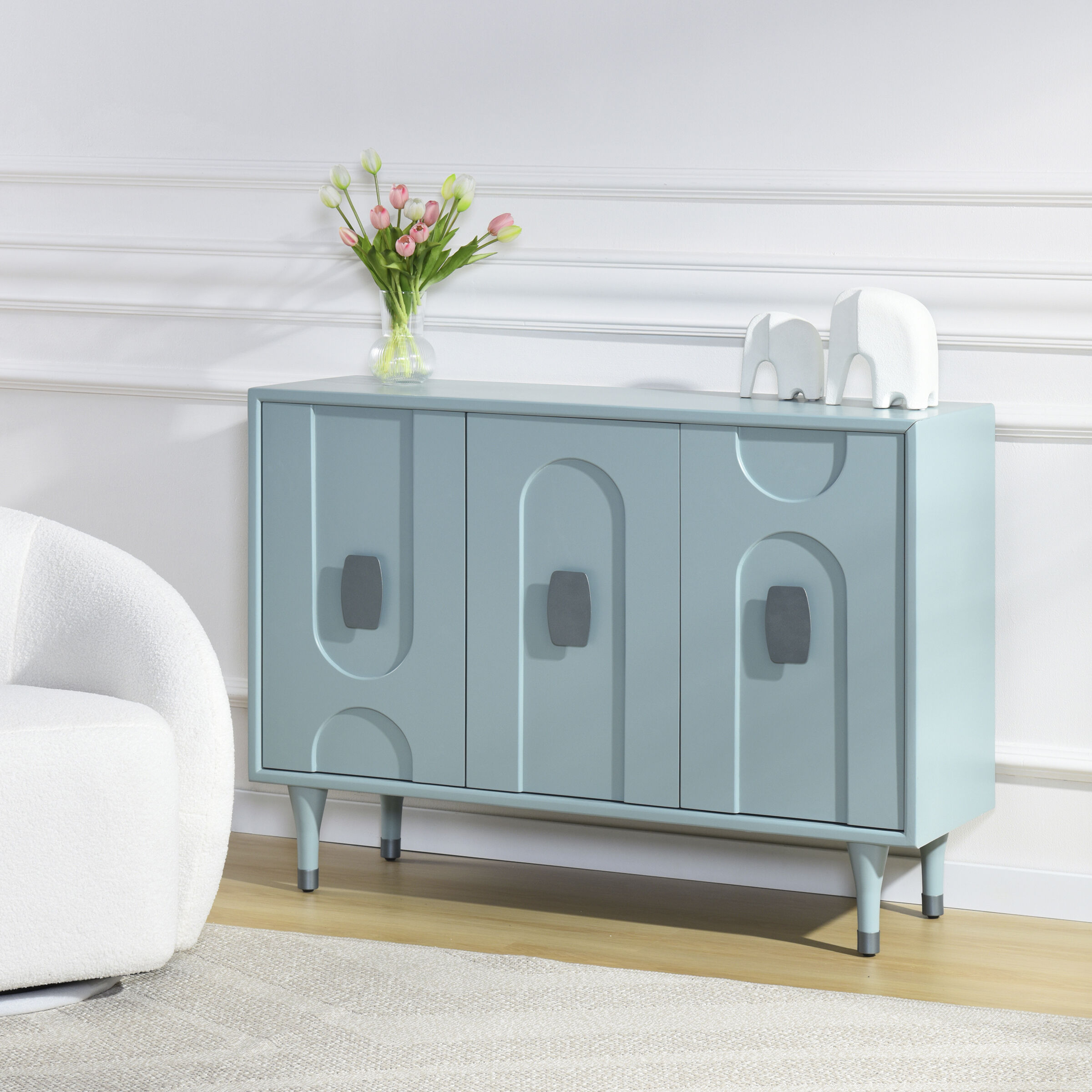 Modern Geo Skye Blue Cabinet