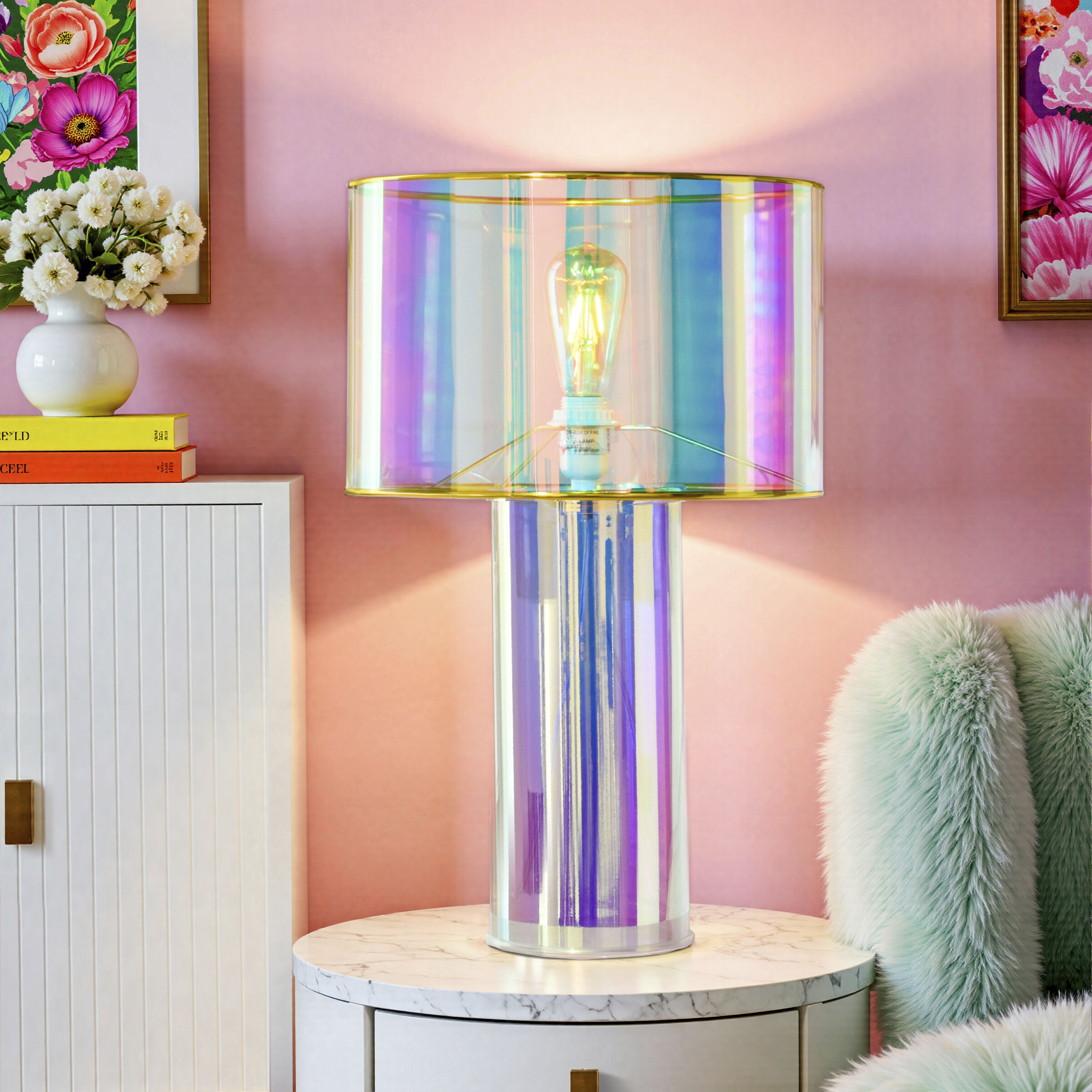 Cameron 21.75 inch 100.00 watt Margot Iridescent Pink Table Lamp Portable Light