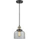 Franklin Restoration Bell 1 Light 8 inch Black Antique Brass Mini Pendant Ceiling Light in Incandescent, Clear, Franklin Restoration