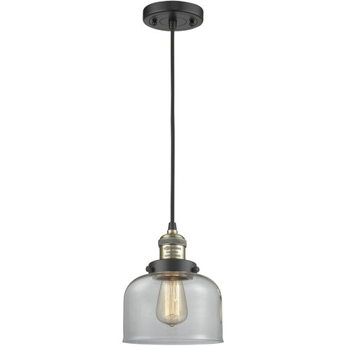 Franklin Restoration Bell 1 Light 8 inch Black Antique Brass Mini Pendant Ceiling Light in Incandescent, Clear, Franklin Restoration