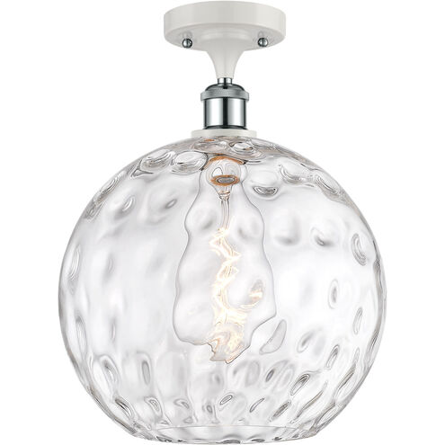 Ballston Athens Water Glass 1 Light 12 inch White and Polished Chrome Semi-Flush Mount Ceiling Light
