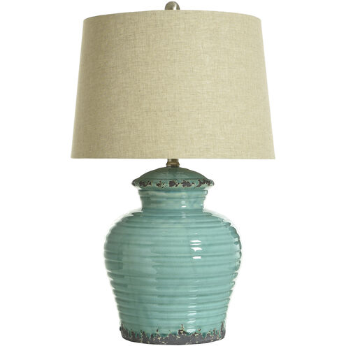 Signature 24.5 inch 100.00 watt Turquoise and Distressed Black with Beige Table Lamp Portable Light