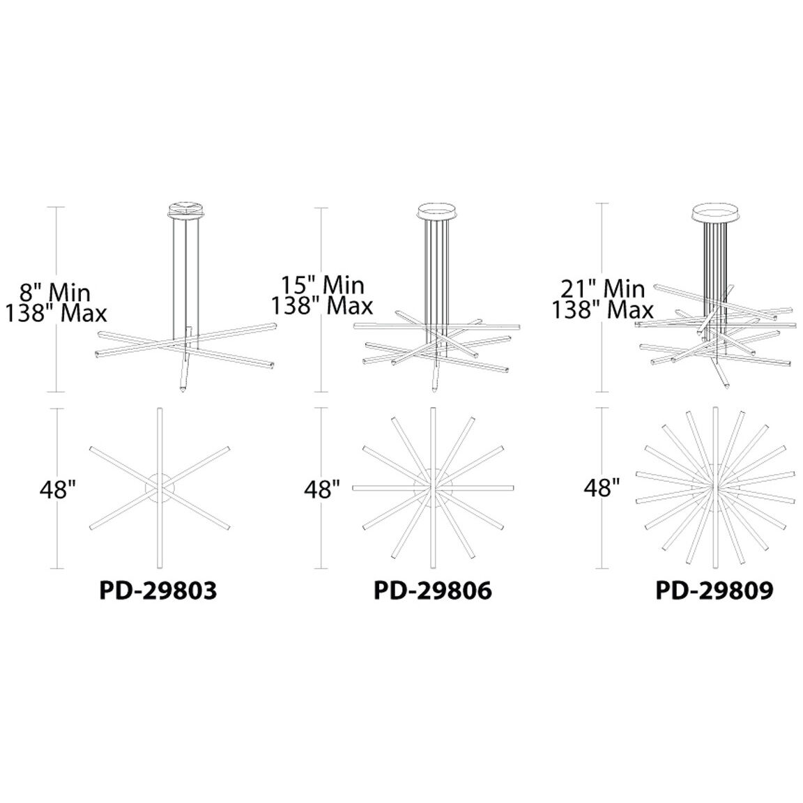 Stack LED 48 inch Black Pendant Ceiling Light, dweLED