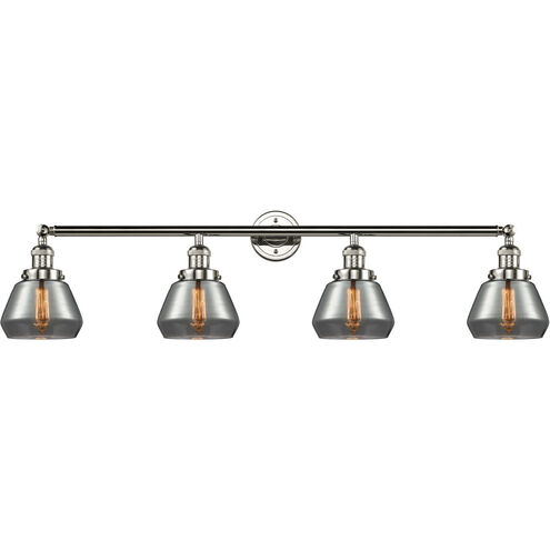 Franklin Restoration Fulton 4 Light 43 inch Polished Nickel Bath Vanity Light Wall Light in Plated Smoke Glass, Franklin Restoration