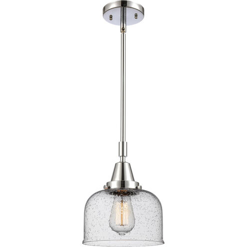 Franklin Restoration X-Large Bell 1 Light 12 inch Polished Chrome Mini Pendant Ceiling Light in Seedy Glass