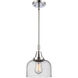 Franklin Restoration X-Large Bell 1 Light 12 inch Polished Chrome Mini Pendant Ceiling Light in Seedy Glass