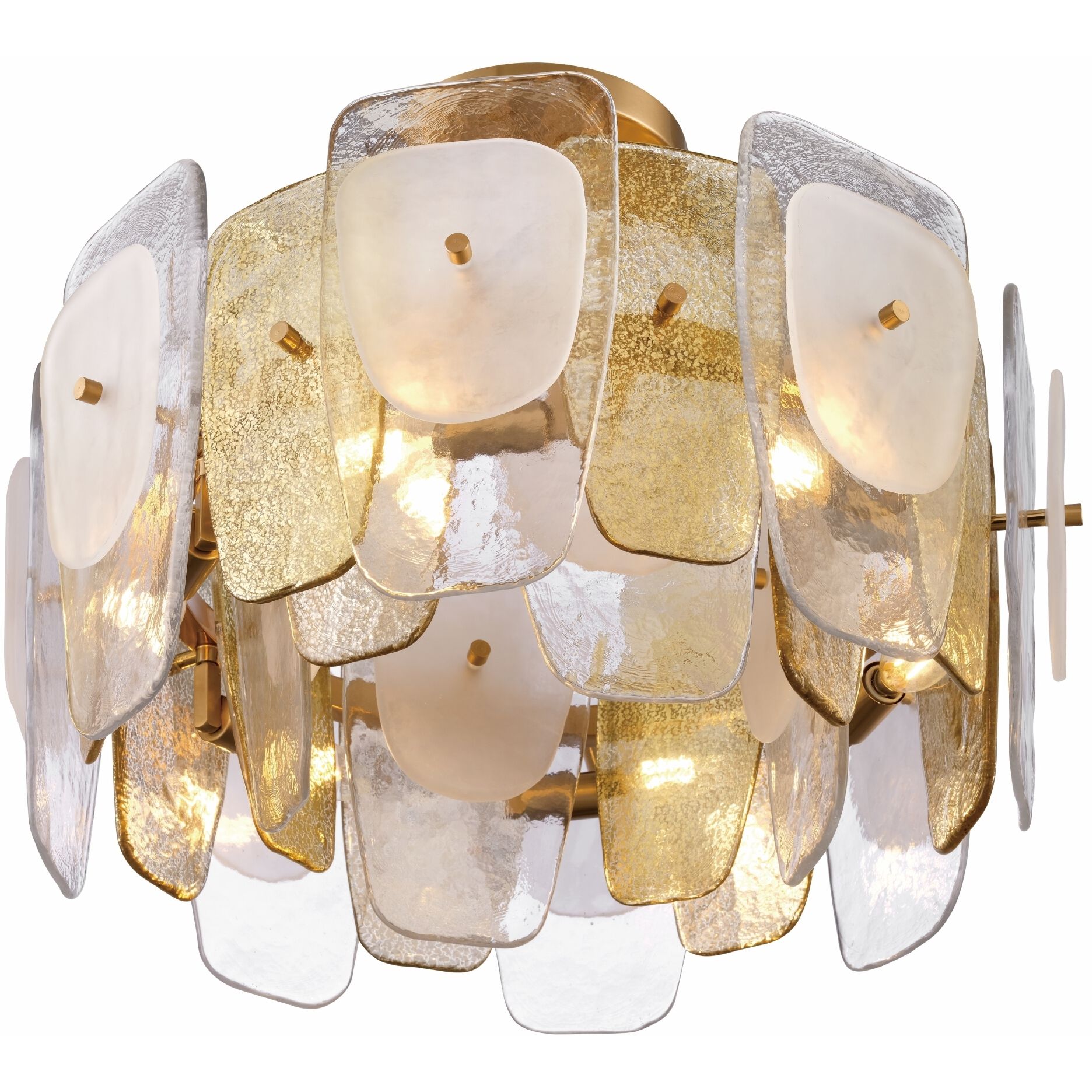 Strata 6 Light 23.75 inch Lacquered Gold Semi Flush Ceiling Light