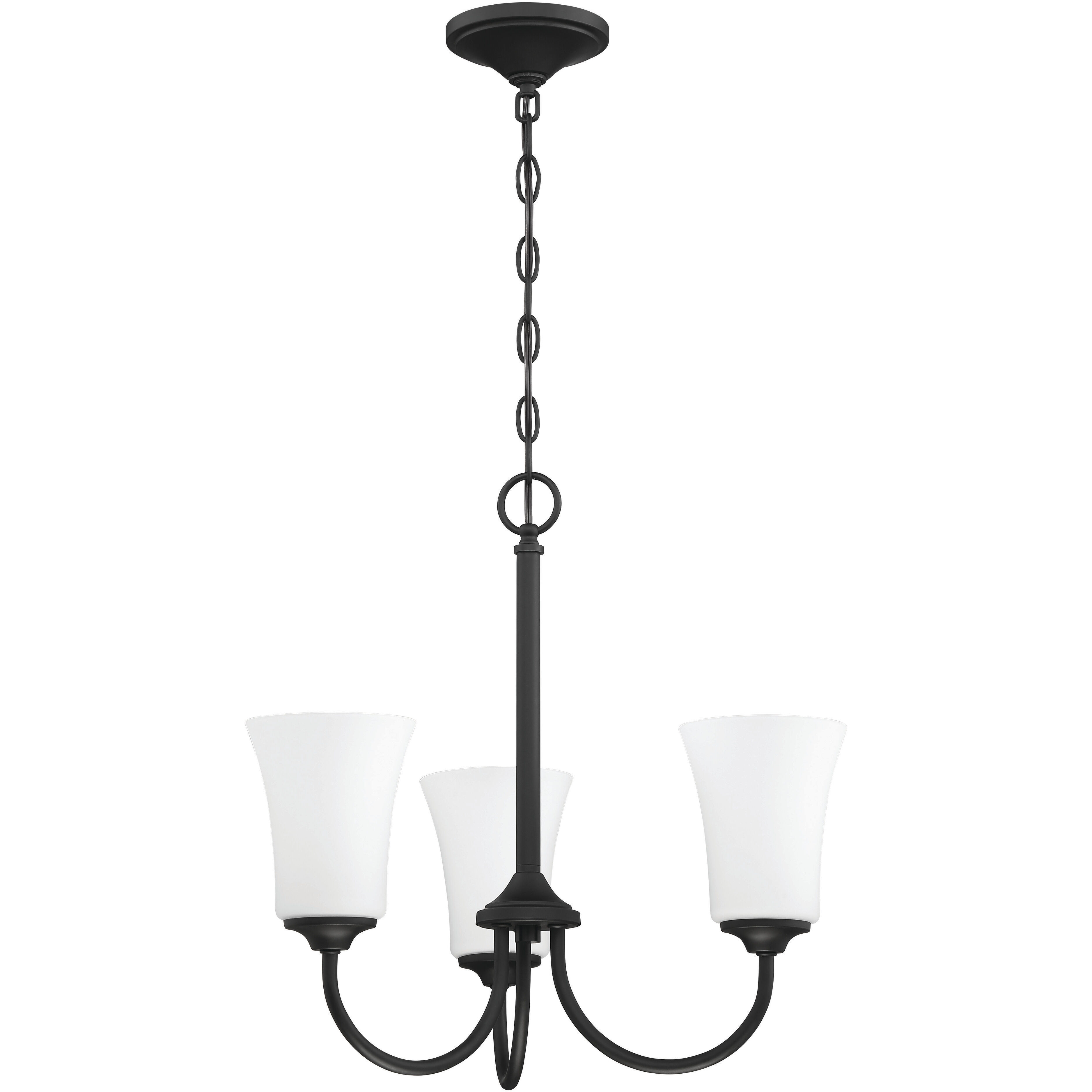 Neighborhood Gwyneth 3 Light 20 inch Flat Black Chandelier Ceiling Light in White Frost Glass, Neighborhood Collection