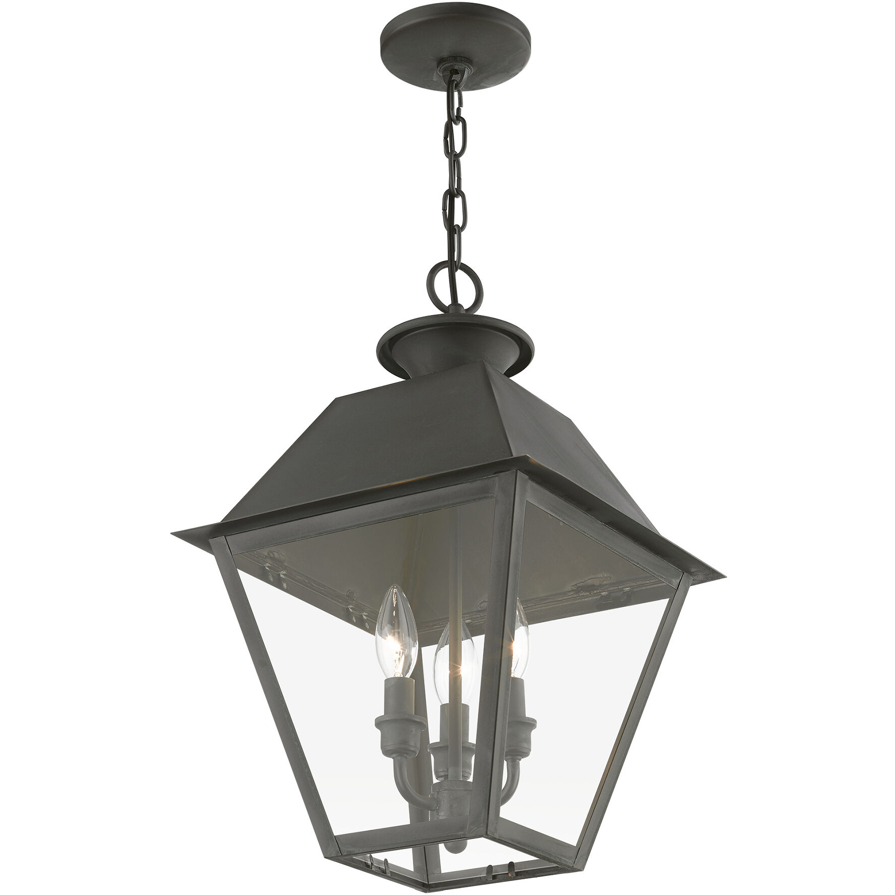 Wentworth 3 Light 12 inch Charcoal Outdoor Pendant Lantern, Large