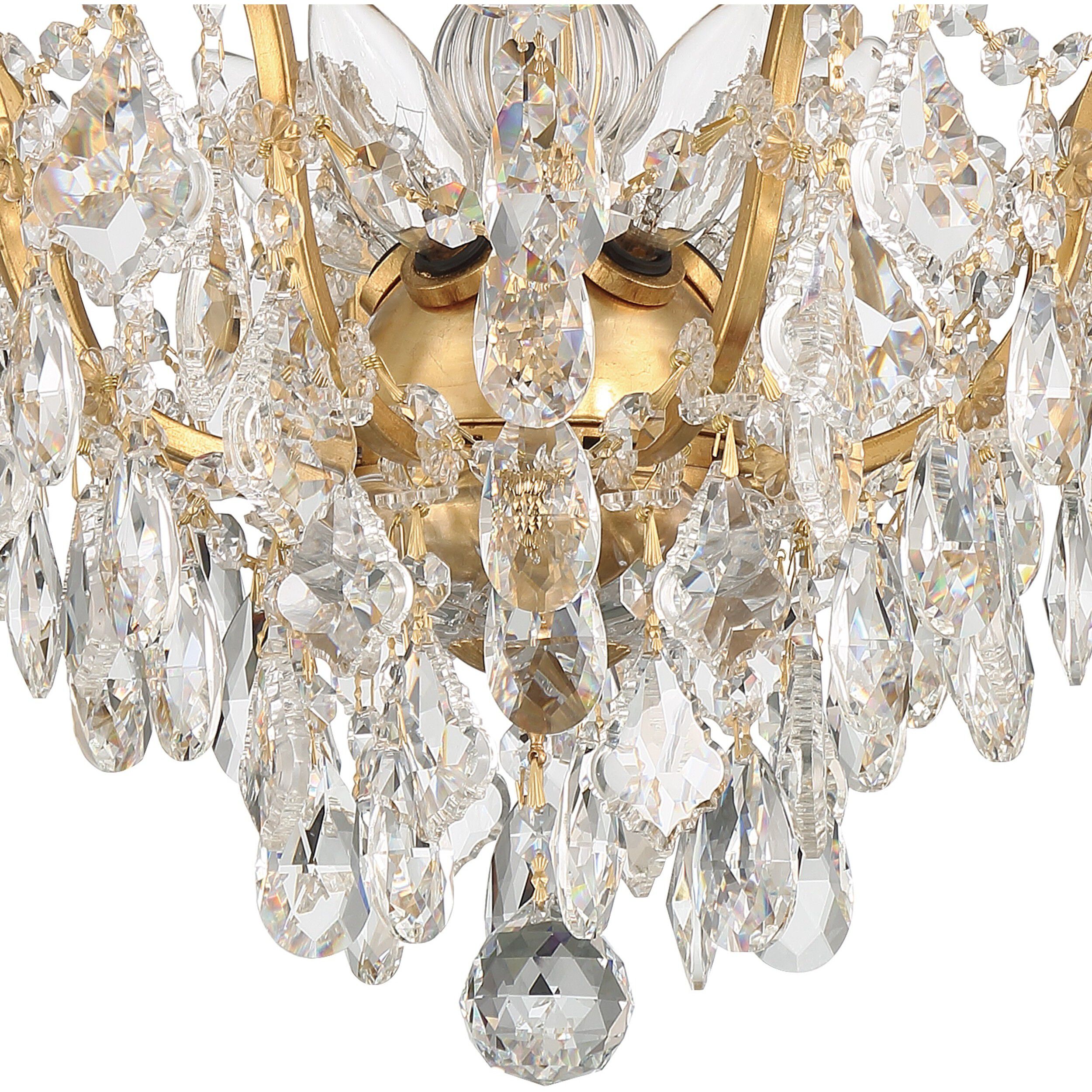 Filmore 5 Light 19 inch Antique Gold Semi Flush Ceiling Light in Clear Hand Cut
