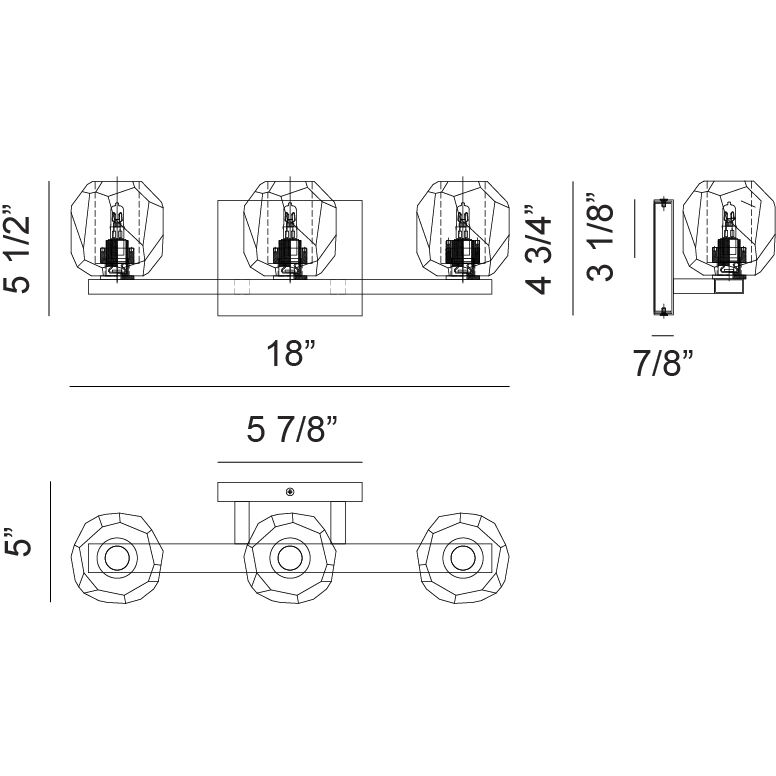 Carleton 3 Light 18 inch Aged Gold Brass Bath Vanity Light Wall Light