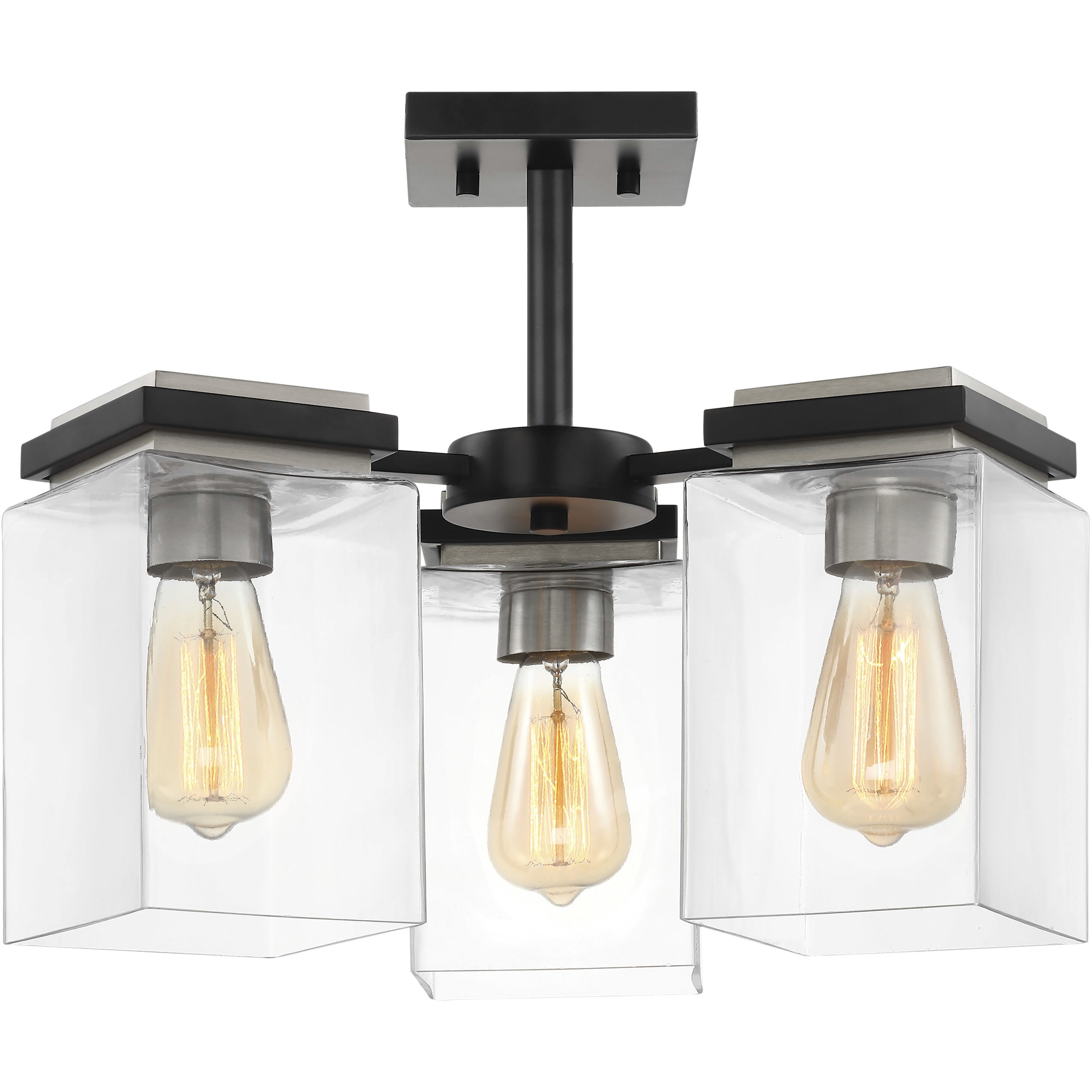 Crossroads 3 Light 18.13 inch Matte Black Semi Flush Ceiling Light