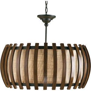 Dado 1 Light 28 inch Old Iron/Polished Fruitwood Pendant Ceiling Light, Semi-Flush Convertible