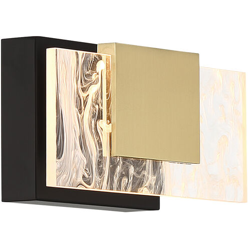 Kasha LED 8.5 inch Black and Brass Bath Vanity Light Wall Light