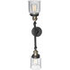 Franklin Restoration Small Bell LED 16 inch Black Antique Brass Bath Vanity Light Wall Light in Seedy Glass, Franklin Restoration