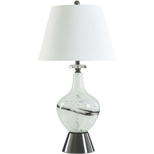 Cameron 33 inch 100.00 watt White and Black and Silver Table Lamp Portable Light