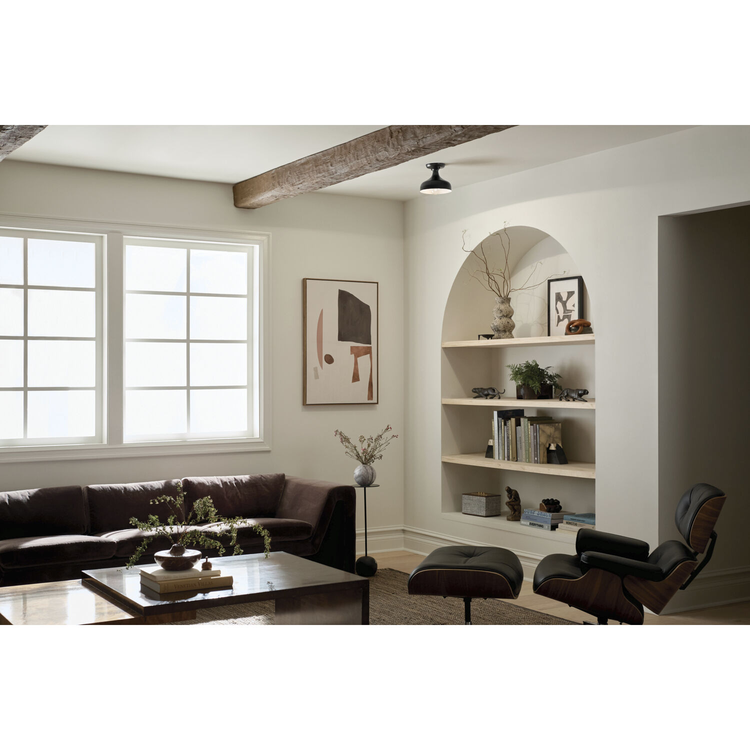 Sisu LED 8 inch Black Semi Flush Mount Ceiling Light