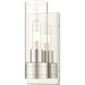 Boreas Sconce Wall Light in Polished Nickel, Clear