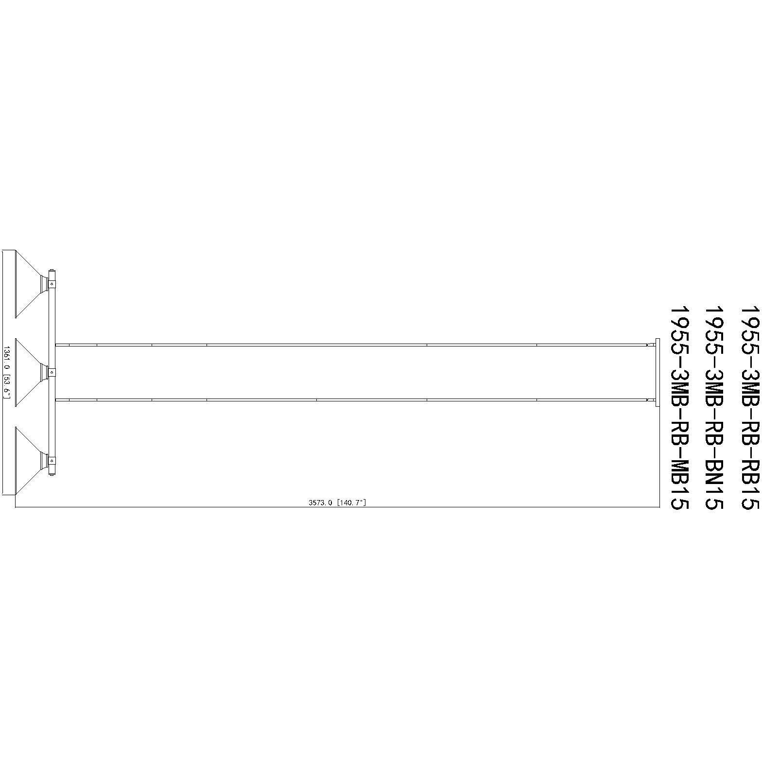 Bronte 3 Light 54 inch Matte Black and Rubbed Brass Billiard Light Ceiling Light