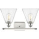 Ballston Ballston Cone 2 Light 18 inch White and Polished Chrome Bath Vanity Light Wall Light in Seedy Glass