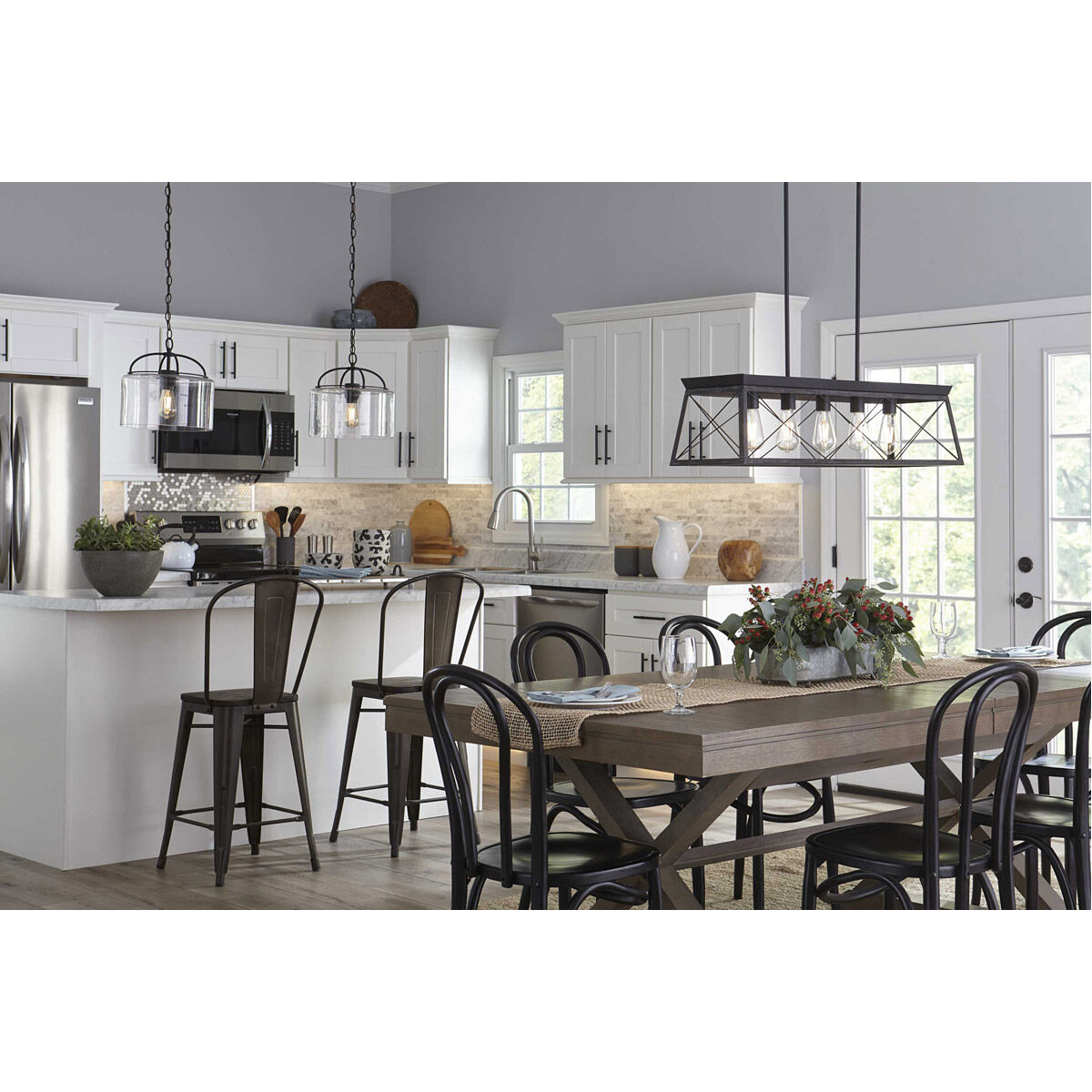Briarwood 5 Light 38 inch Textured Black Linear Chandelier Ceiling Light