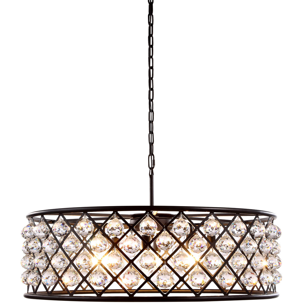 Madison 8 Light 32 inch Matte Black Pendant Ceiling Light in Clear, Urban Classic