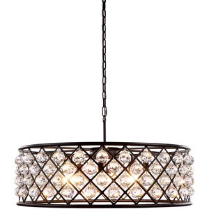 Madison 8 Light 32 inch Matte Black Pendant Ceiling Light in Clear, Faceted Royal Cut, Urban Classic